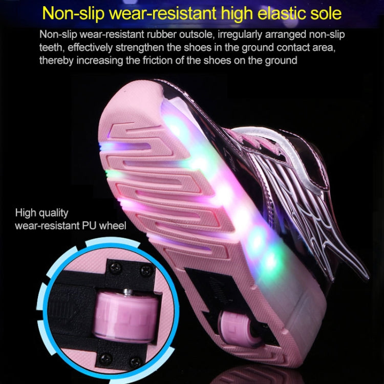 K02 LED Light Single Wheel Wing Roller Skating Shoes Sport Shoes, Size : 35, Size : 35 (Black), Size : 35 (Pink), Size : 35 (Silver), Size : 35 (Gold)