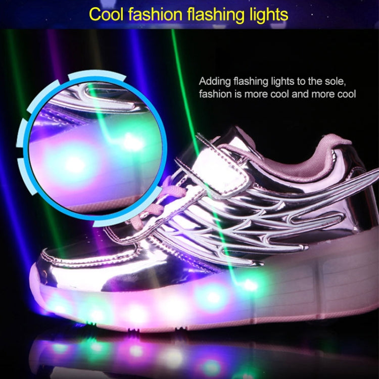 K02 LED Light Single Wheel Wing Roller Skating Shoes Sport Shoes, Size : 35, Size : 35 (Black), Size : 35 (Pink), Size : 35 (Silver), Size : 35 (Gold)