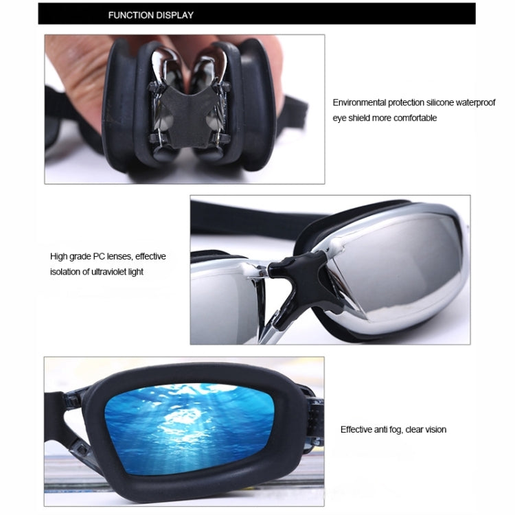Electroplating Anti-fog Silicone Swimming Goggles for Adults, Suitable for 200 Degree Myopia, 200 Degree Myopia