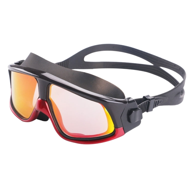 Colorful Large Frame Electroplating Anti-fog Silicone Swimming Goggles for Adults, 8801 (Red + Black), 8801 (Yellow + Black), 8801 (Silver + Black), 8801 (Blue + Black)