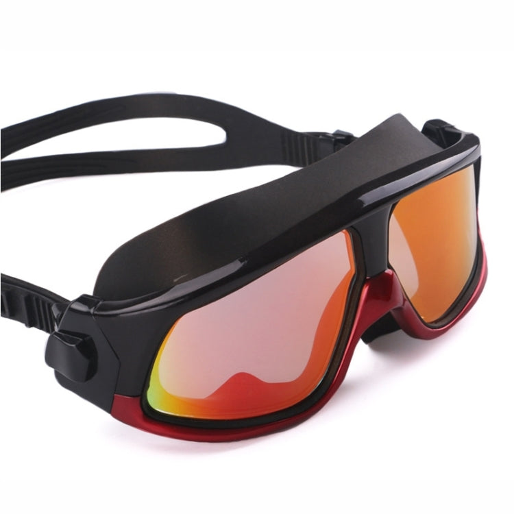 Colorful Large Frame Electroplating Anti-fog Silicone Swimming Goggles for Adults, 8801 (Red + Black), 8801 (Yellow + Black), 8801 (Silver + Black), 8801 (Blue + Black)