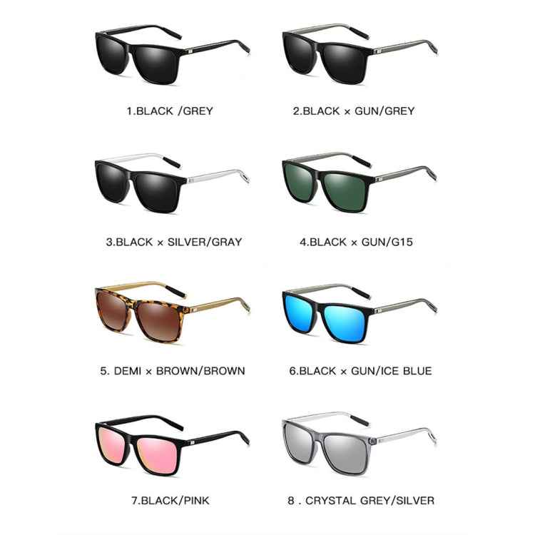 Men Retro Fashion Aluminum Magnesium Frame UV400 Polarized Sunglasses, Demi Brown + Brown, Black Tarnish+ G15 Green, Black Tarnish+ Blue, Black Tarnish+ Grey, Black Tarnish+ Pink, Black Silver+ Grey, Grey+ Silver