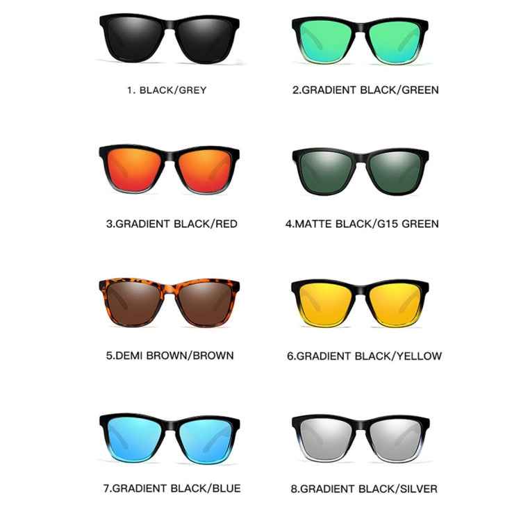 Unisex Retro Fashion Plastic Frame UV400 Polarized Sunglasses, Gradient Black + Red, Demi Brown +Brown, Gradient Black + Blue, Black + Grey, Gradient Black +Green, Matte Black + G15 Green, Gradient Black + Silver, Gradient Black + Yellow