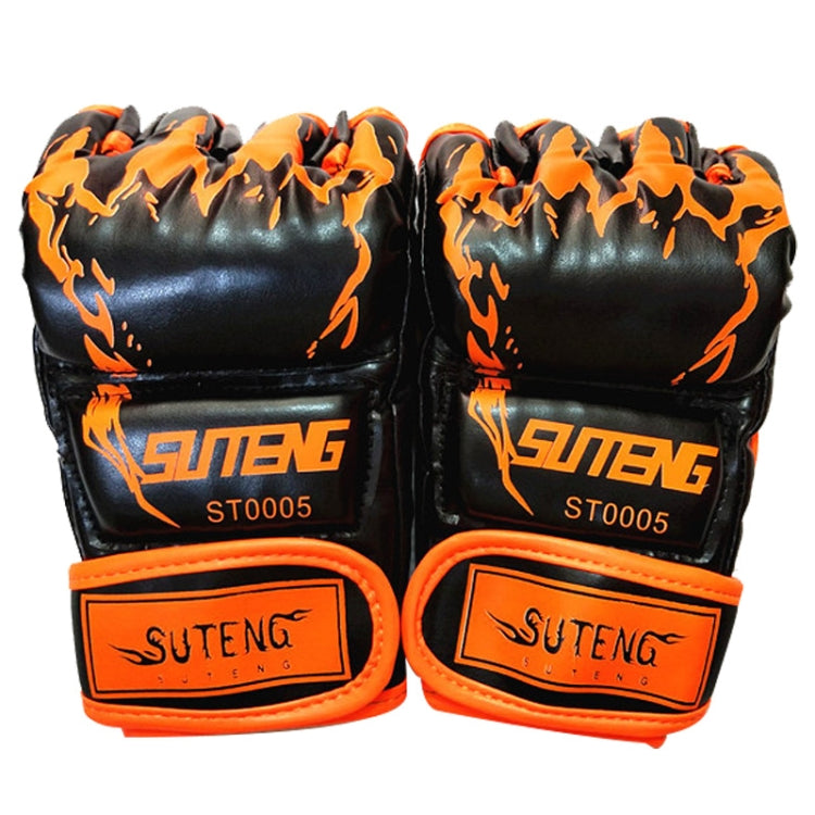SUTENG Half Fingers Training Boxing Gloves for Adults, Half Fingers Orange, Half Fingers Green, Half Fingers Red
