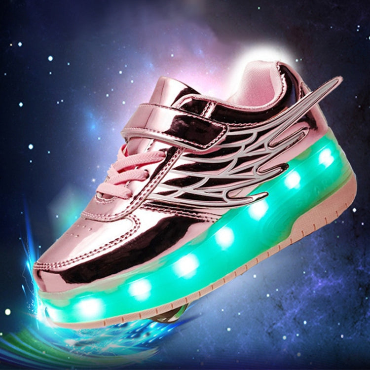 CD03 LED Double Wheel Wing Roller Skating Shoes, Size : 37, Size : 37 (Gold), Size : 37 (Silver), Size : 37 (Black), Size : 37 (Pink)