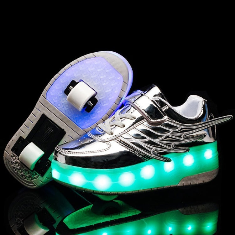 CD03 LED Double Wheel Wing Roller Skating Shoes, Size : 37, Size : 37 (Gold), Size : 37 (Silver), Size : 37 (Black), Size : 37 (Pink)