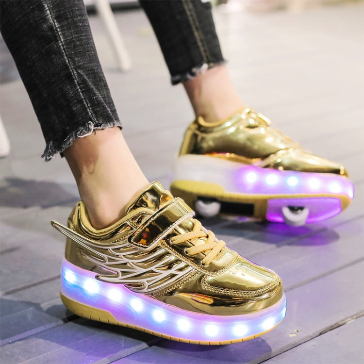CD03 LED Double Wheel Wing Roller Skating Shoes, Size : 39, Size : 39 (Gold), Size : 39 (Silver), Size : 39 (Black), Size : 39 (Pink)