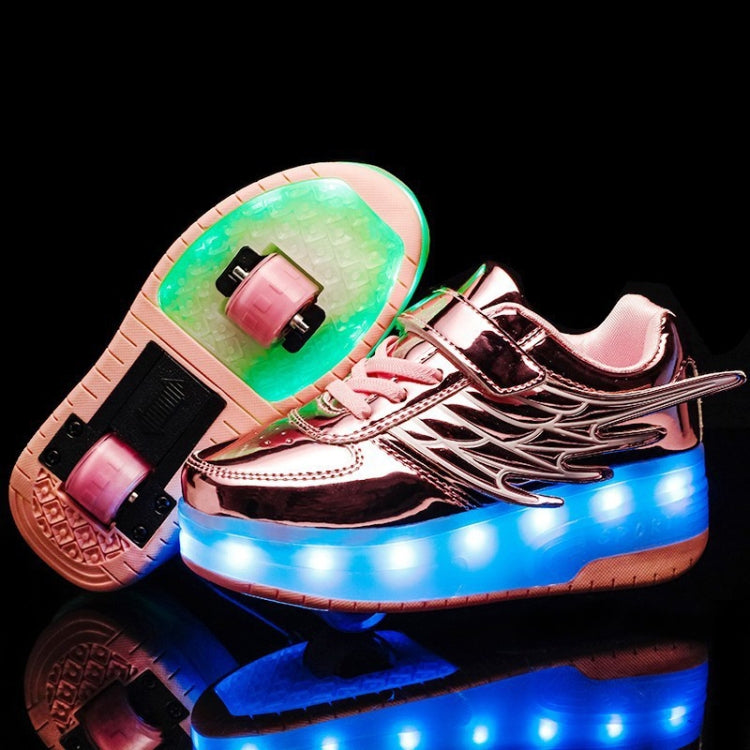CD03 LED Double Wheel Wing Roller Skating Shoes, Size : 40, 40 (Silver), Size : 40 (Black), Size : 40 (Pink), Size : 40 (Gold)