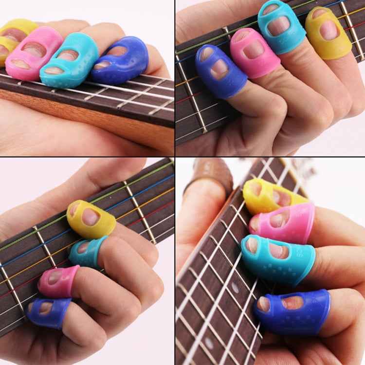 10 PCS Guitar Ukulele Stringed Instrument Finger Protector Anti-pain Finger Cap in Random Color Delivery(Size: M)