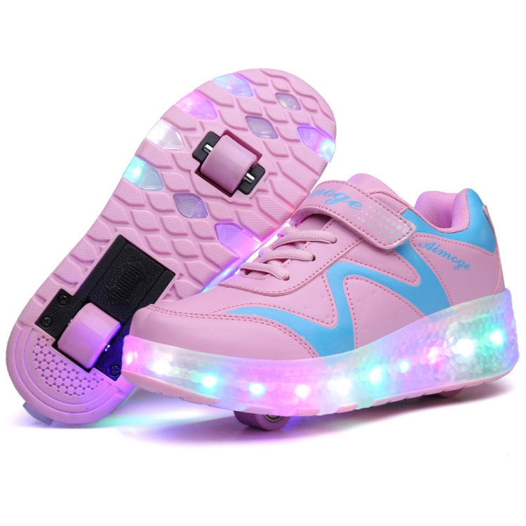 786 LED Light Ultra Light Rechargeable Double Wheel Roller Skating Shoes Sport Shoes, Size : 28, Size : 28