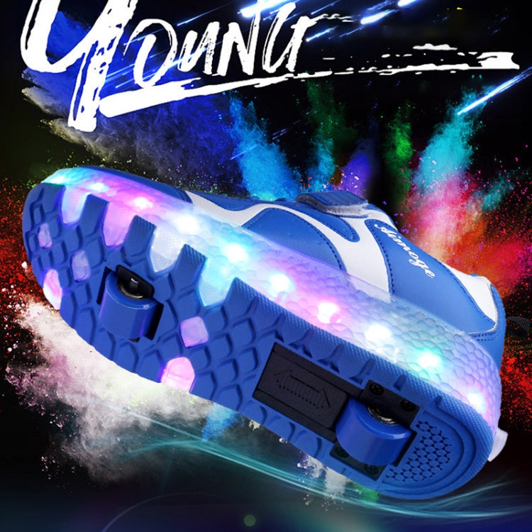 786 LED Light Ultra Light Rechargeable Double Wheel Roller Skating Shoes Sport Shoes, Size : 28, Size : 28