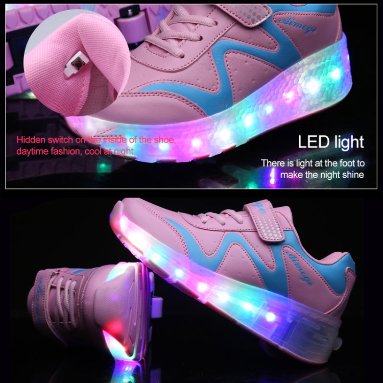 786 LED Light Ultra Light Rechargeable Double Wheel Roller Skating Shoes Sport Shoes, Size : 29, Size : 29