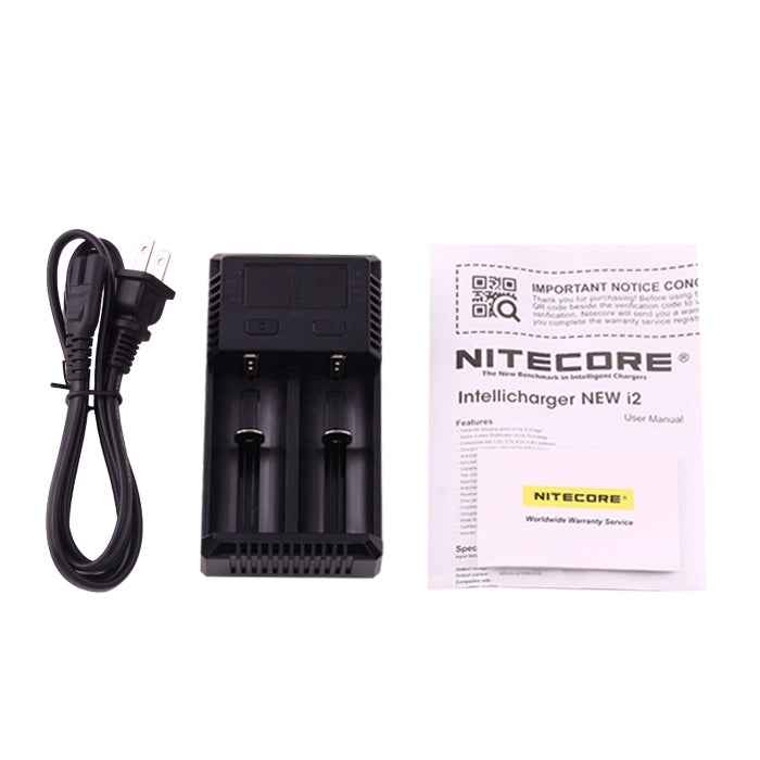 Nitecore NEW i2 Intelligent Digi Smart Charger with LED Indicator for 14500, 16340 (RCR123), 18650, 22650, 26650, Ni-MH and Ni-Cd (AA, AAA) Battery