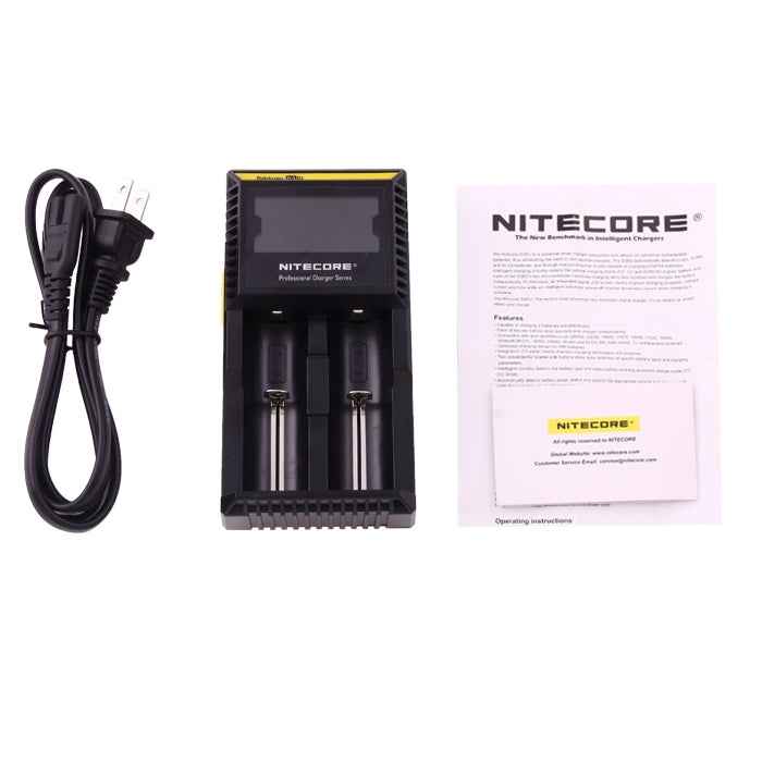 Nitecore D2 Intelligent Digi Smart Charger with LED Indicator for 14500, 16340 (RCR123), 18650, 22650, 26650, Ni-MH and Ni-Cd (AA, AAA) Battery