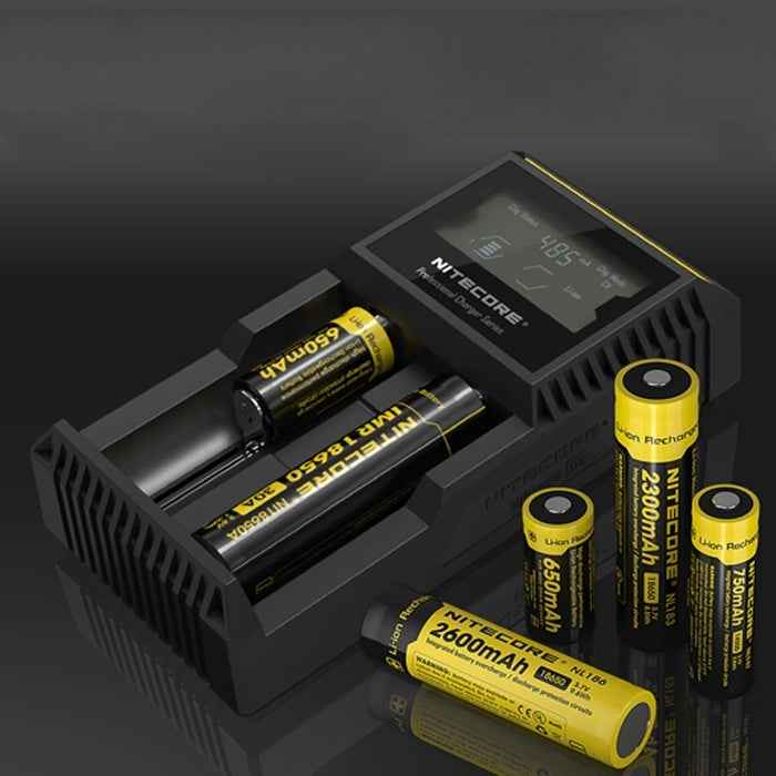 Nitecore D2 Intelligent Digi Smart Charger with LED Indicator for 14500, 16340 (RCR123), 18650, 22650, 26650, Ni-MH and Ni-Cd (AA, AAA) Battery