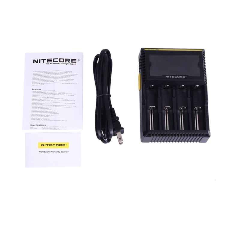 Nitecore D4 Intelligent Digi Smart Charger with LCD Display for 14500, 16340 (RCR123), 18650, 22650, 26650, Ni-MH and Ni-Cd (AA, AAA) Battery