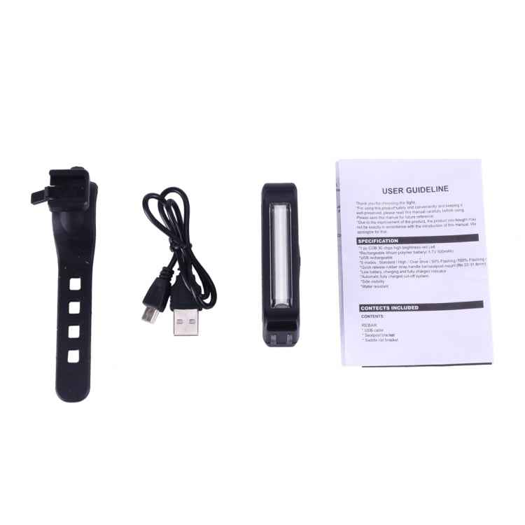 RAYPAL RPL-2261 100LM Red Light COB LED USB Rechargeable 6 Modes Bicycle Rear Light Warning Light with Handlebar Mount