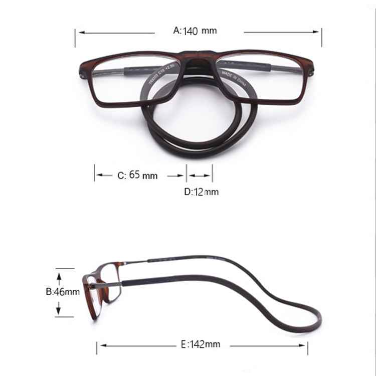 Anti Blue-ray Adjustable Neckband Magnetic Connecting Presbyopic Glasses, +3.00D, +3.00D