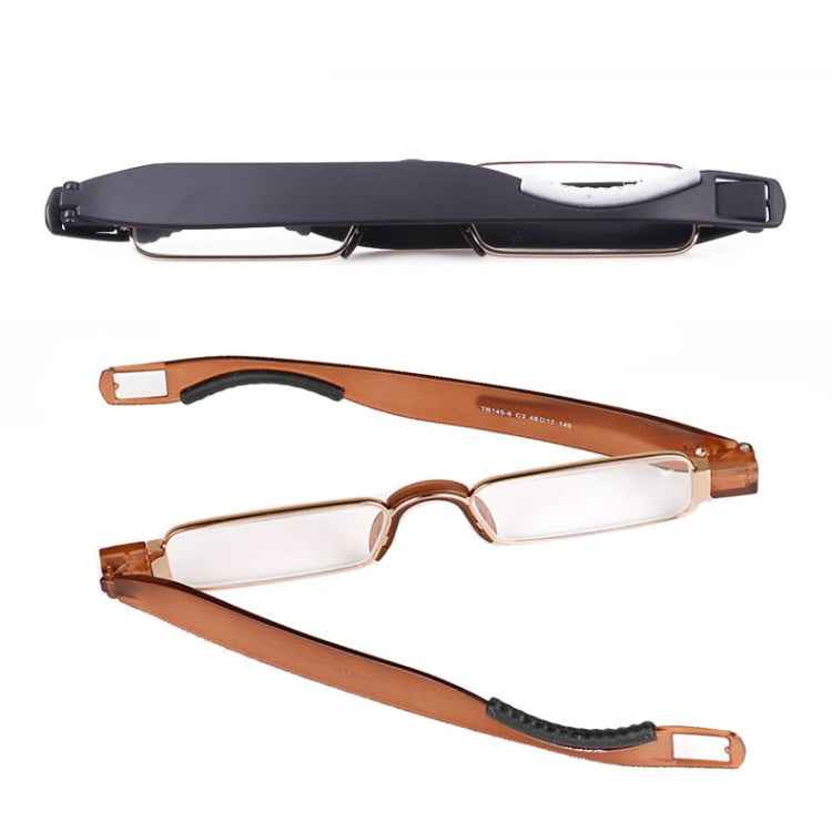 Portable Folding 360 Degree Rotation Presbyopic Reading Glasses with Pen Hanging, +2.50D