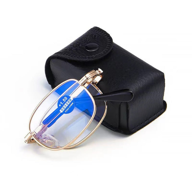 Folding Anti Blue-ray Presbyopic Reading Glasses with Case & Cleaning Cloth, +2.50D, +2.50D