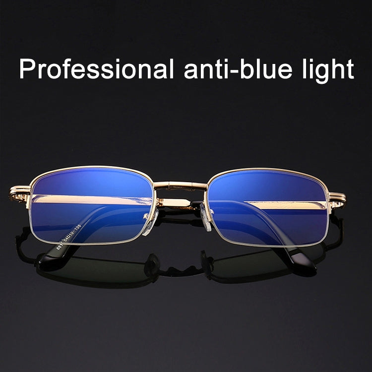 Folding Anti Blue-ray Presbyopic Reading Glasses with Case & Cleaning Cloth, +3.50D, +3.50D