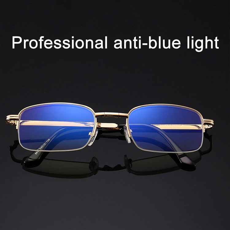 Folding Anti Blue-ray Presbyopic Reading Glasses with Case & Cleaning Cloth, +4.00D, +4.00D