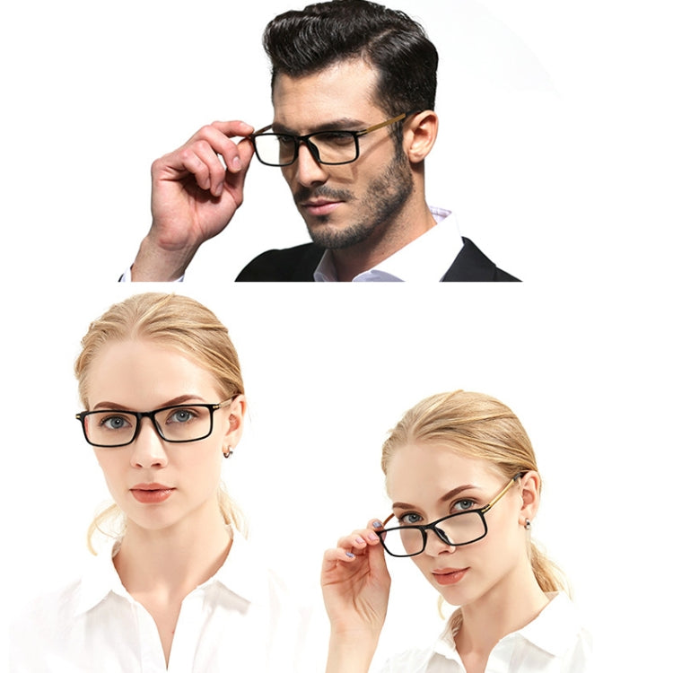 Black Frame Spring Hinge Anti Fatigue & Blue-ray Presbyopic Glasses, +2.00D, +2.00D