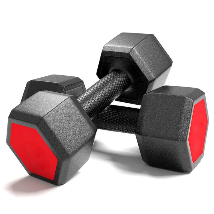 10KG A Pair Red Seal Household Glue Fitness Hexagon Dumbbells, 10KG