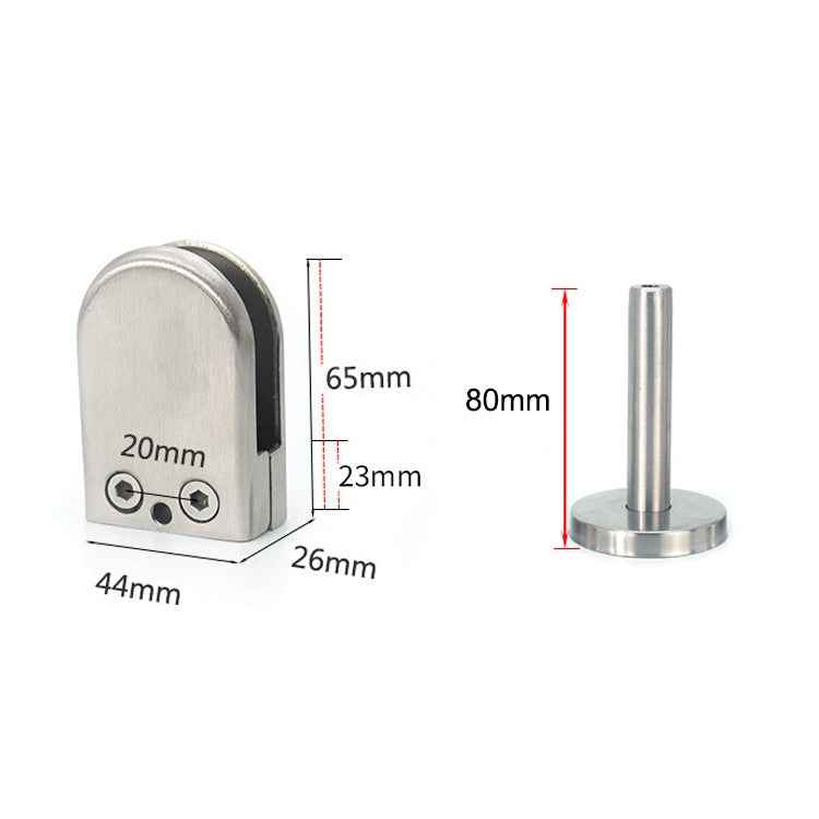 201 Stainless Steel Glass Fish Mouth Support Rod Fixing Clip with 14x80mm Rod, Specification: L