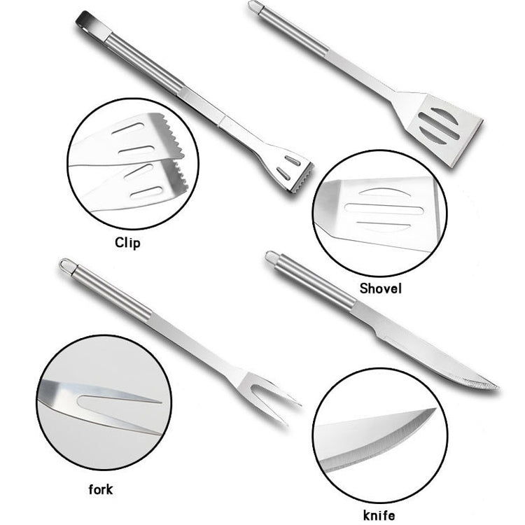 10 in 1 Outdoor Tableware Set Camping Barbecue Tableware Picnic Tool Set with Thermometer, 10 in 1, with Thermometer