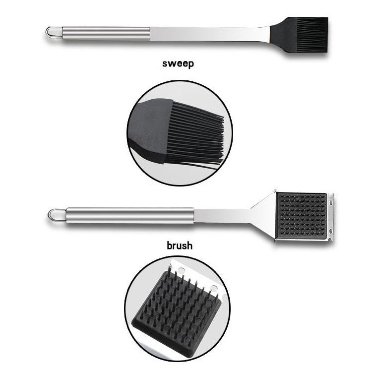 10 in 1 Outdoor Tableware Set Camping Barbecue Tableware Picnic Tool Set with Thermometer, 10 in 1, with Thermometer