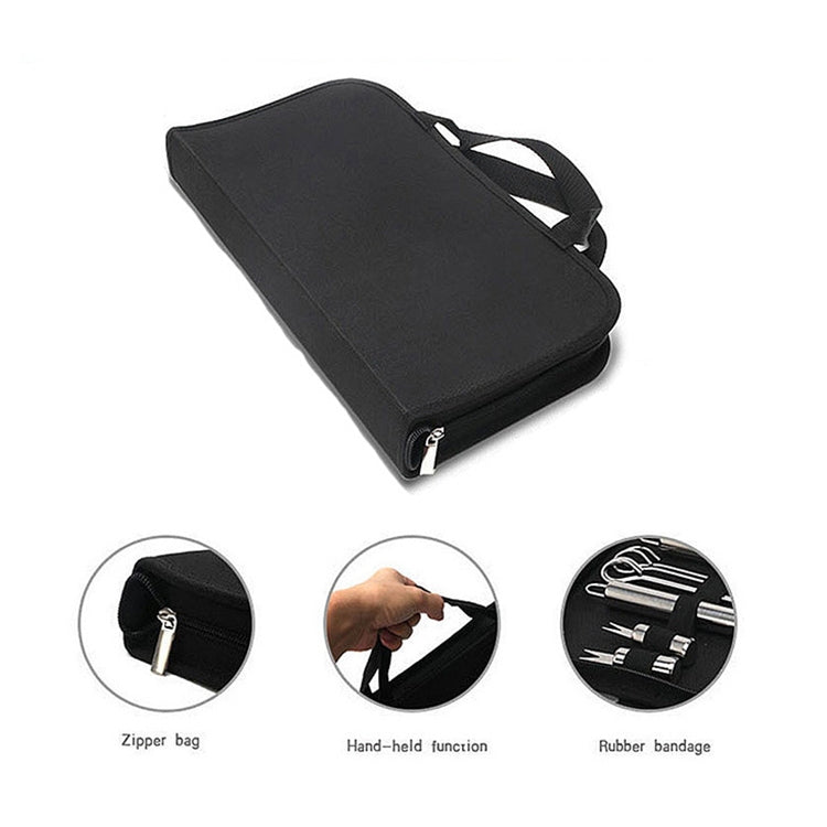 10 in 1 Outdoor Tableware Set Camping Barbecue Tableware Picnic Tool Set with Thermometer, 10 in 1, with Thermometer