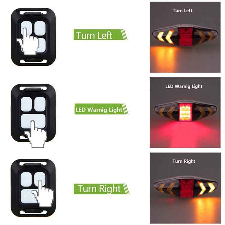 Bicycle Tail Light Intelligent Wireless Remote Control Turn Signal Warning Light