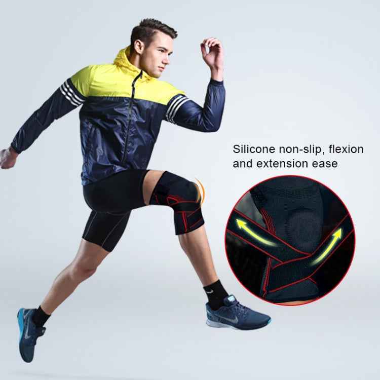 Sports High Elastic Shockproof Non-slip Silicone Knee Support Guards with Pressure Strip Size: L, L