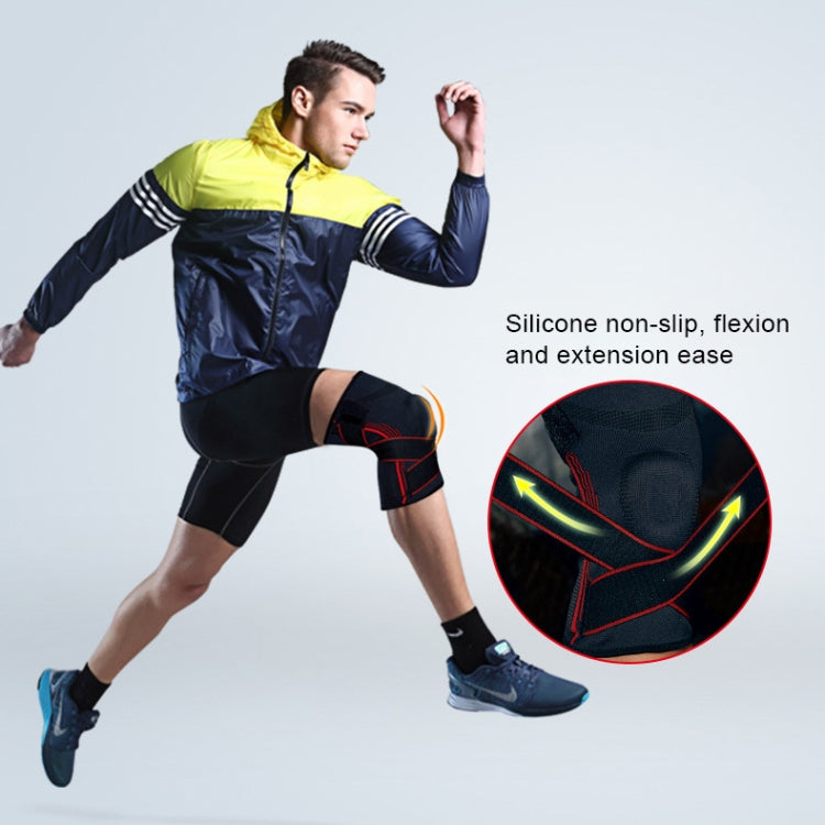 Sports High Elastic Shockproof Non-slip Silicone Knee Support Guards with Pressure Strip Size: L, L