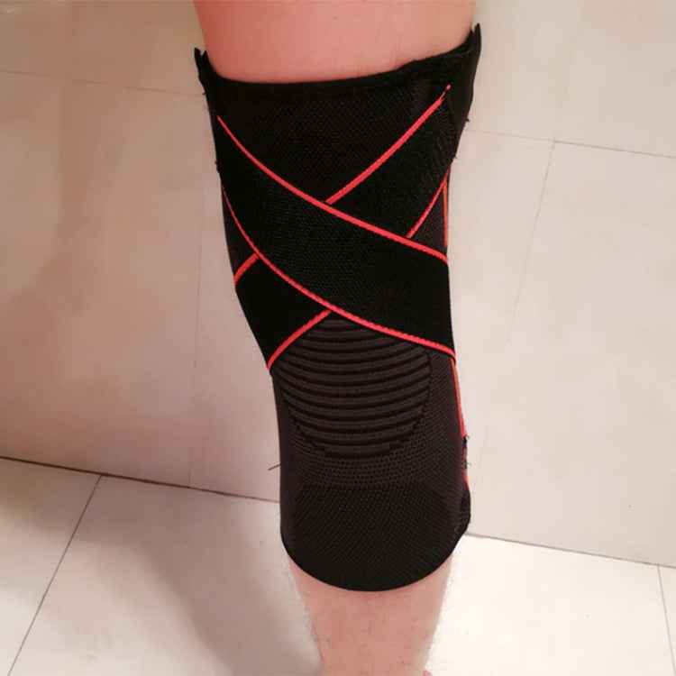 Sports High Elastic Shockproof Non-slip Silicone Knee Support Guards with Pressure Strip Size: L, L
