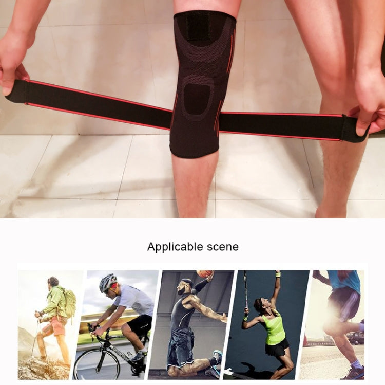 Sports High Elastic Shockproof Non-slip Silicone Knee Support Guards with Pressure Strip Size: L, L
