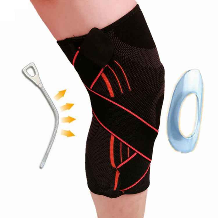 Sports High Elastic Shockproof Non-slip Silicone Knee Support Guards with Pressure Strip Size: XL, XL