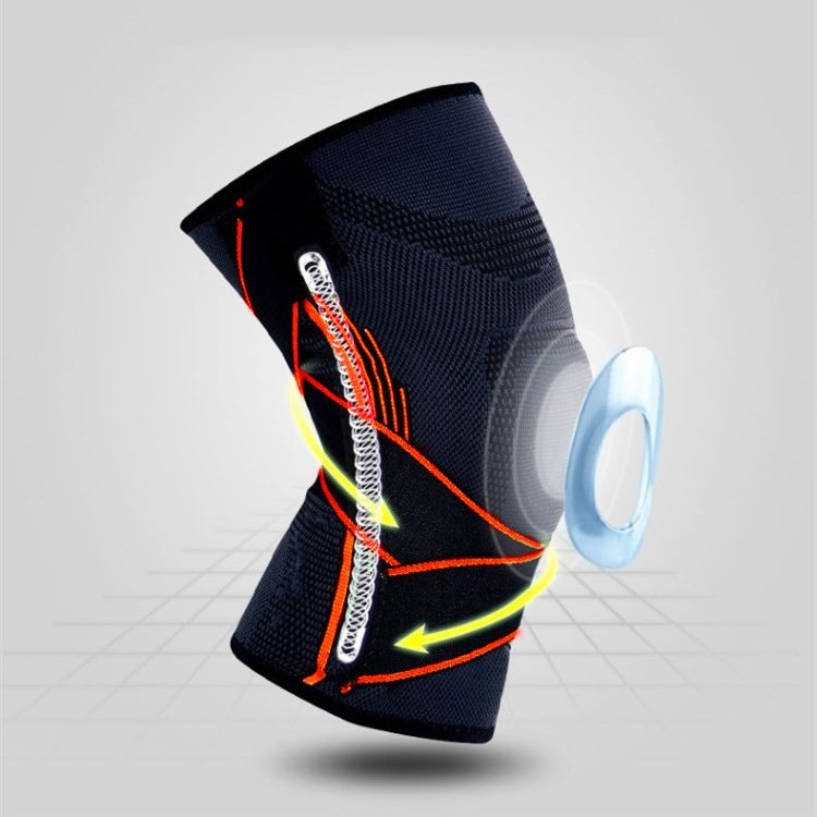 Sports High Elastic Shockproof Non-slip Silicone Knee Support Guards with Pressure Strip Size: XL, XL