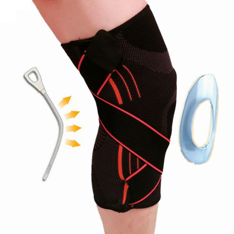 Sports High Elastic Shockproof Non-slip Silicone Knee Support Guards with Pressure Strip Size: XL, XL