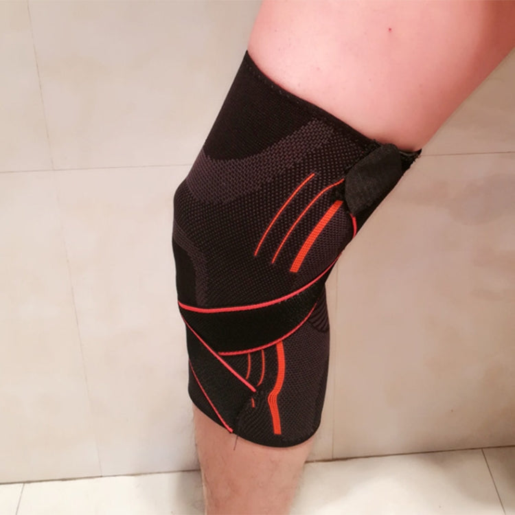 Sports High Elastic Shockproof Non-slip Silicone Knee Support Guards with Pressure Strip Size: XL, XL