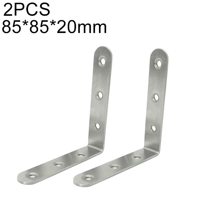 Lot de 2 équerres d'angle à 90 degrés en acier inoxydable, fixation pour meubles, armoires, écrans muraux (85 mm), 85 mm (2 pièces)