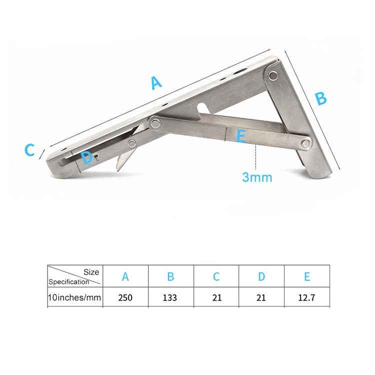 2 PCS 10 inch Billy Wall-mounted Foldable Stainless Steel Spring Storage Shelf for Dining Table
