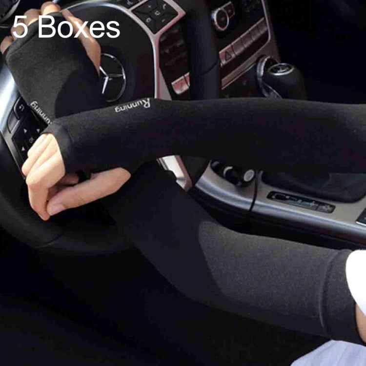 5 Boxes New Style Ice Silk Sleeves Fresh and Cool UV Protection Oversleeve, Open Fingers Style