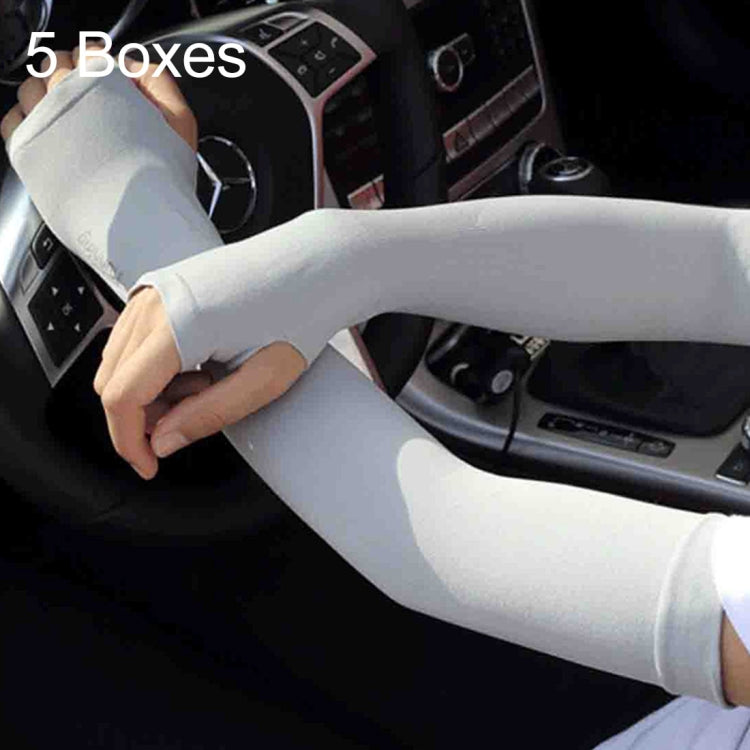 5 Boxes New Style Ice Silk Sleeves Fresh and Cool UV Protection Oversleeve, Open Fingers Style, Open Fingers Style