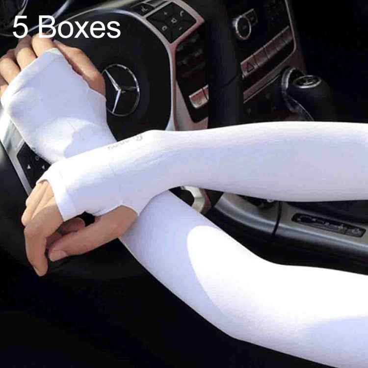 5 Boxes New Style Ice Silk Sleeves Fresh and Cool UV Protection Oversleeve, Open Fingers Style