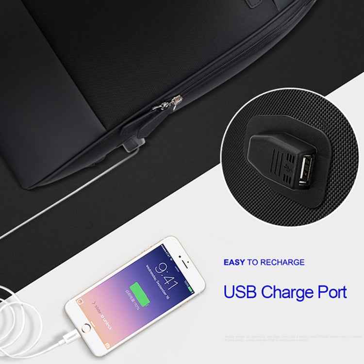 Bopai 751-006881 Business Anti-theft Waterproof Large Capacity Double Shoulder Bag,with USB Charging Port, Size: 30x14x44cm