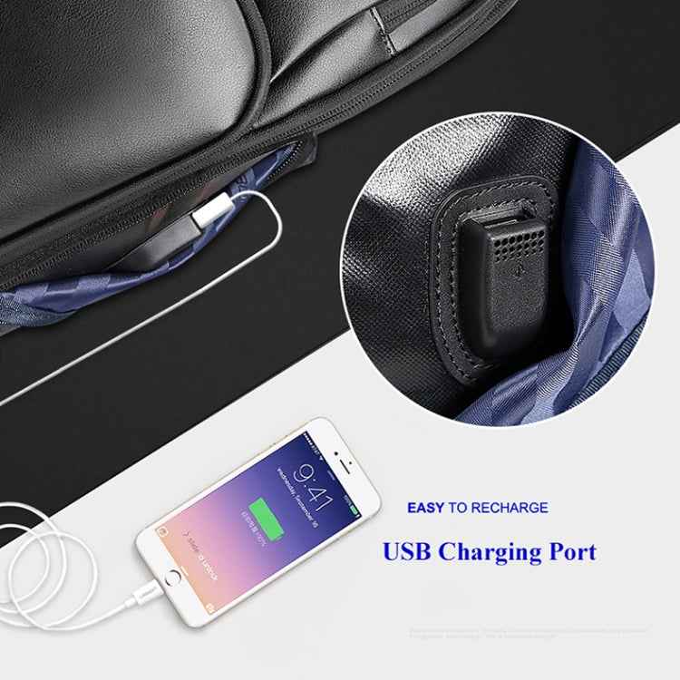 Bopai 851-010128 Business Anti-theft Waterproof Large Capacity Double Shoulder Bag,with USB Charging Port, Size: 34x19x43cm