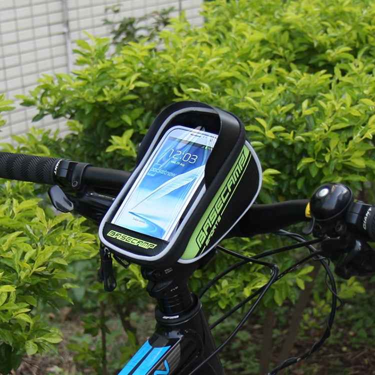 BaseCamp BC-305 Bicycle Phone Bags Mountain Road Bike Front Head Top Frame Handlebar Bag with Transparent Window & Sun Visor for 5.8 Inch 15x8cm and Below Smartphones