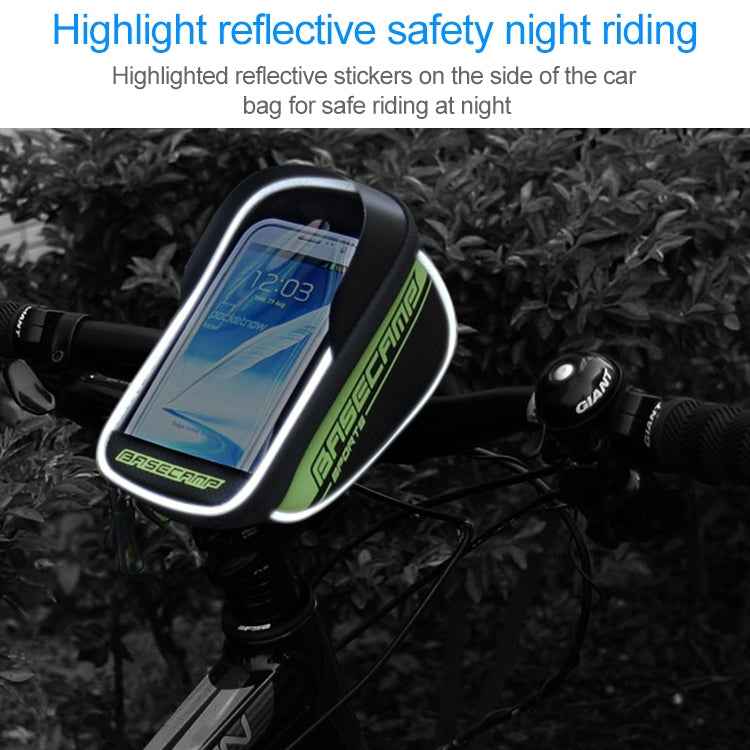 BaseCamp BC-305 Bicycle Phone Bags Mountain Road Bike Front Head Top Frame Handlebar Bag with Transparent Window & Sun Visor for 5.8 Inch 15x8cm and Below Smartphones